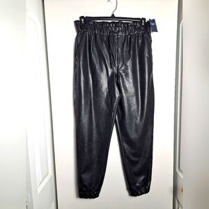 Abercrombie & fitch paper bag waist joggers vegan leather pull on pants sz